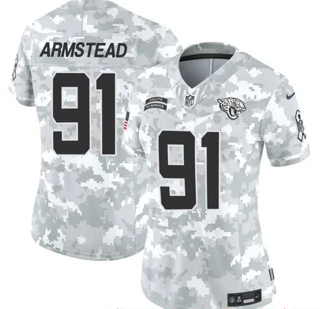 Women%27s Jacksonville Jaguars #91 Arik Armstead 2024 F.U.S.E Arctic Camo Salute To Service Limited Stitched Jersey Dzhi->jacksonville jaguars->NFL Jersey